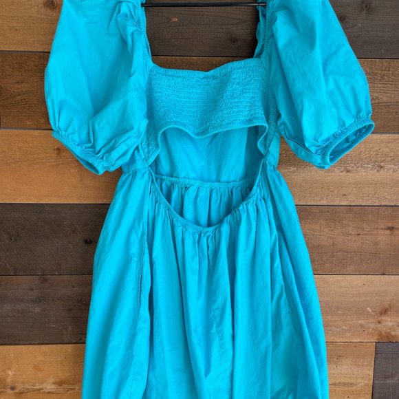 A New Day Women's Crepe Puff Short Sleeve Mini Dress - Solid Aqua Blue - Medium - Picture 3 of 3